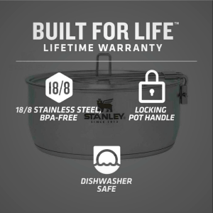 Stanley Adventure 2.6 QT Ultralight Camping Cook Set for Four - 11-Piece Stainless Steel Cookware